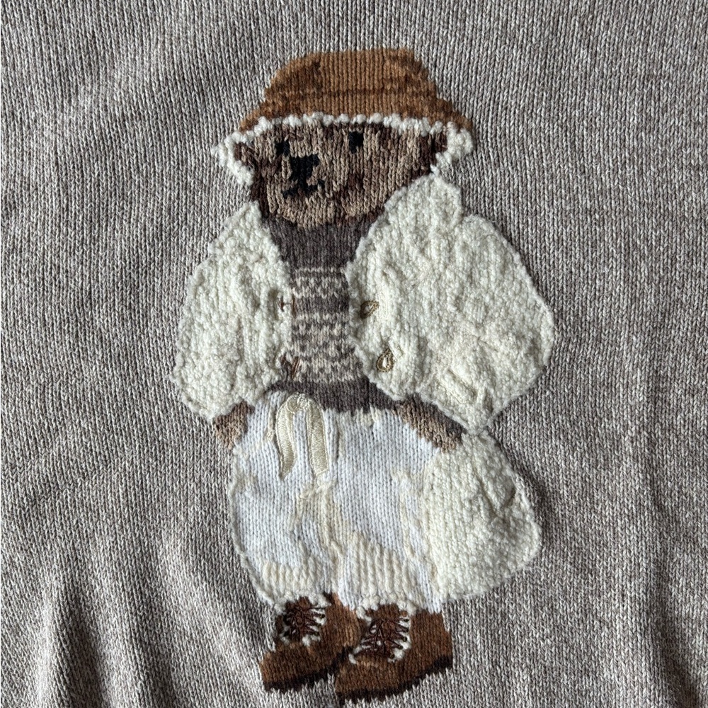 Ralph Lauren Beige Bear Sweater S - Picture 3 of 6